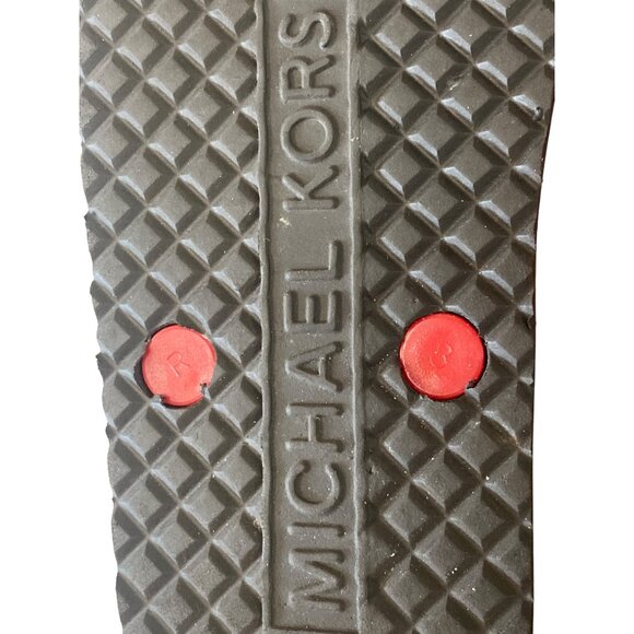 Michael Kors Womens Red & Multicolor Flip-Flops With Gold MK Logo Size 8 - Picture 6 of 9